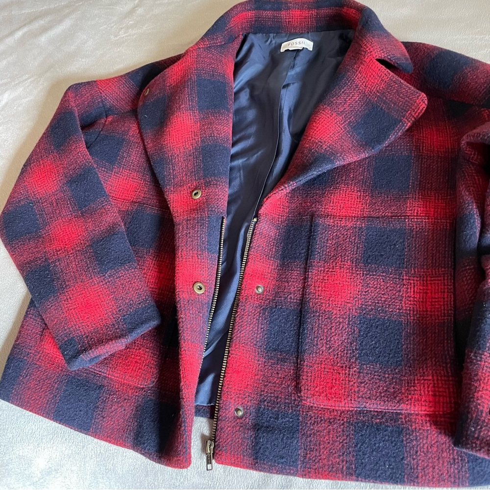 Wool And Angora Blend Fossil Plaid Fossil Jacket - image 5